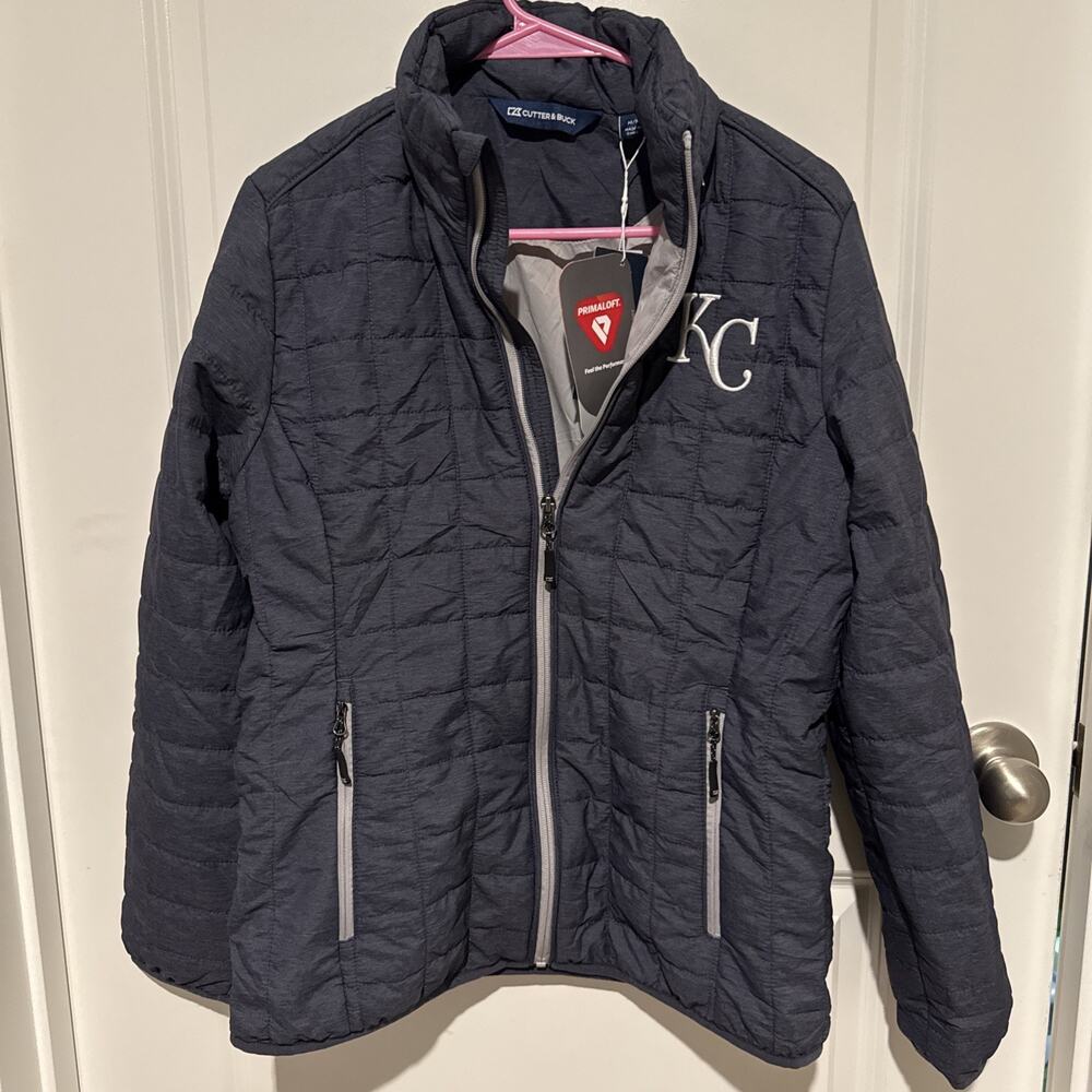 Women’s Med KC Royals Cutter & Buck Rainier Recycled Insulated Puffer Jacket